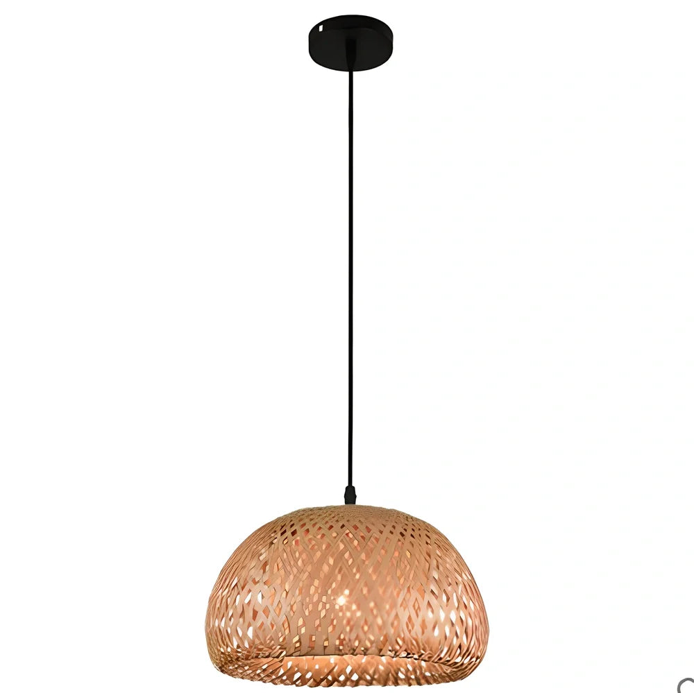 Bamboo woven rattan chandelier, 600mm diameter, adjustable to 1.2m, with single light source for 10-15㎡ illumination