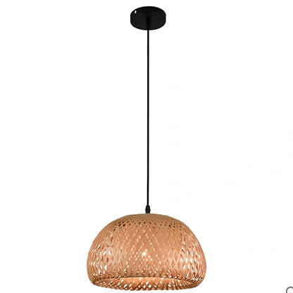 Bamboo woven rattan chandelier, 600mm diameter, adjustable to 1.2m, with single light source for 10-15㎡ illumination