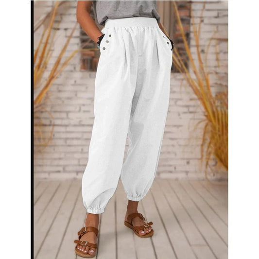 Casual bloomers in polyester cotton blend with pockets, available in multiple colours and sizes.