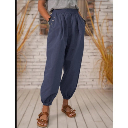Casual bloomers in polyester cotton blend with pockets, available in multiple colours and sizes.