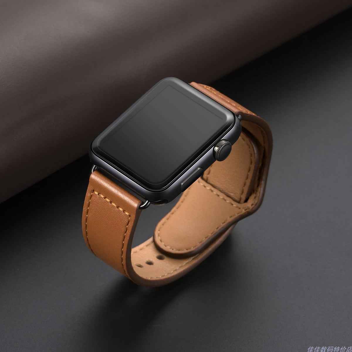 Geometric patterned artificial leather watch strap shown in black, brown, pink, and white colour options.