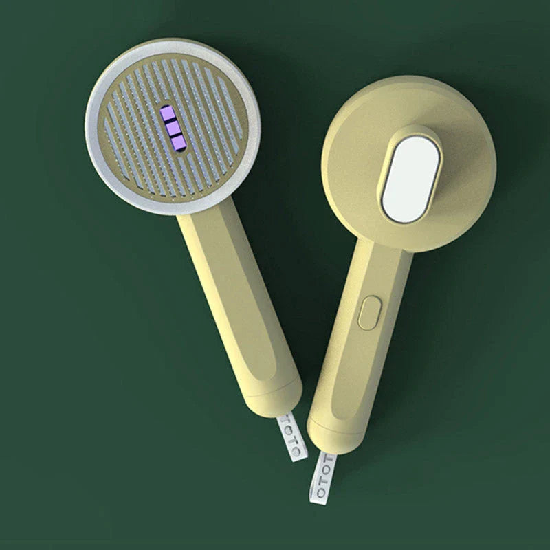 Premium pet grooming comb with integrated UV light sanitiser for thorough cleaning and mite elimination