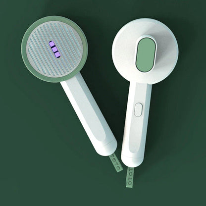 Premium pet grooming comb with integrated UV light sanitiser for thorough cleaning and mite elimination