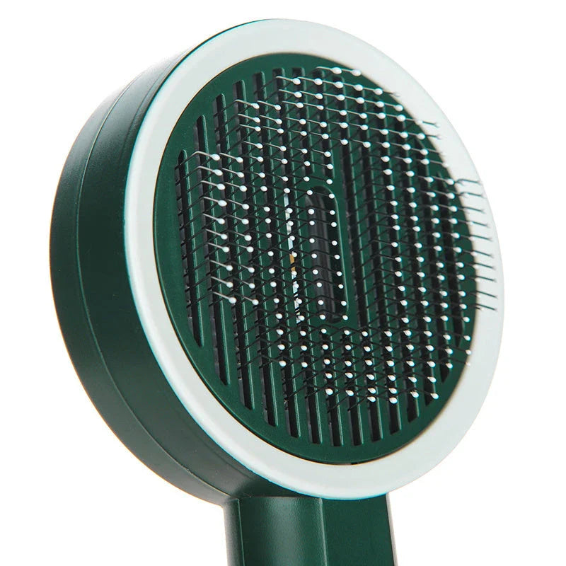 Premium pet grooming comb with integrated UV light sanitiser for thorough cleaning and mite elimination