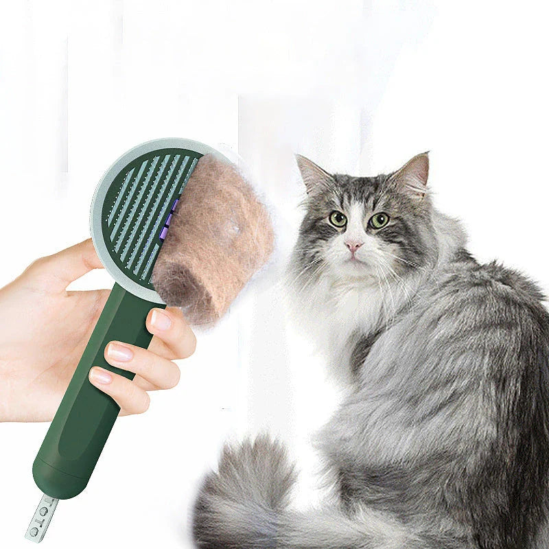 Premium pet grooming comb with integrated UV light sanitiser for thorough cleaning and mite elimination