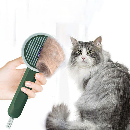 Premium pet grooming comb with integrated UV light sanitiser for thorough cleaning and mite elimination