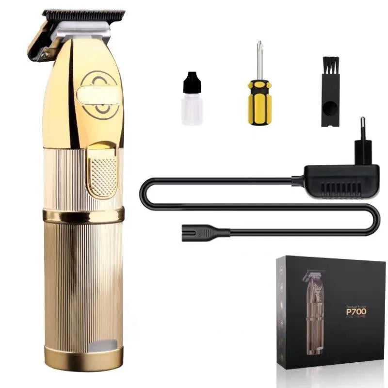 Gold cordless hair clipper with 25W motor and dual charging capability