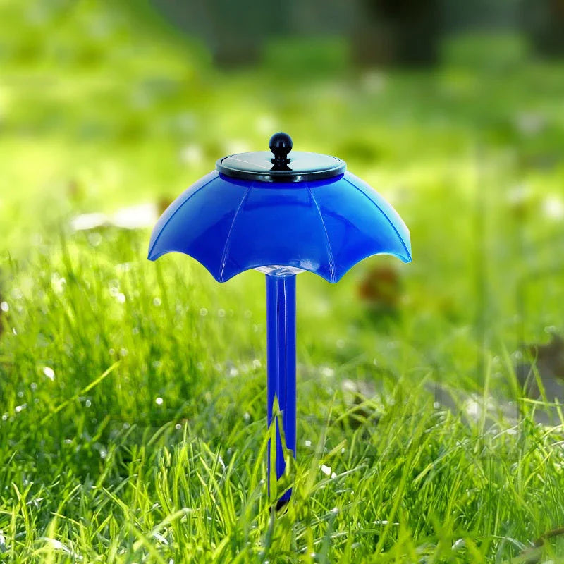 Decorative outdoor solar-powered landscape lights with umbrella-shaped design and colour-changing LED illumination