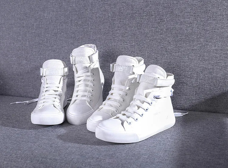 Women's block heel ankle strap sandals in black or white, sizes 35 to 43, open toe with buckle