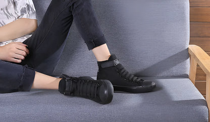 Women's block heel ankle strap sandals in black or white, sizes 35 to 43, open toe with buckle
