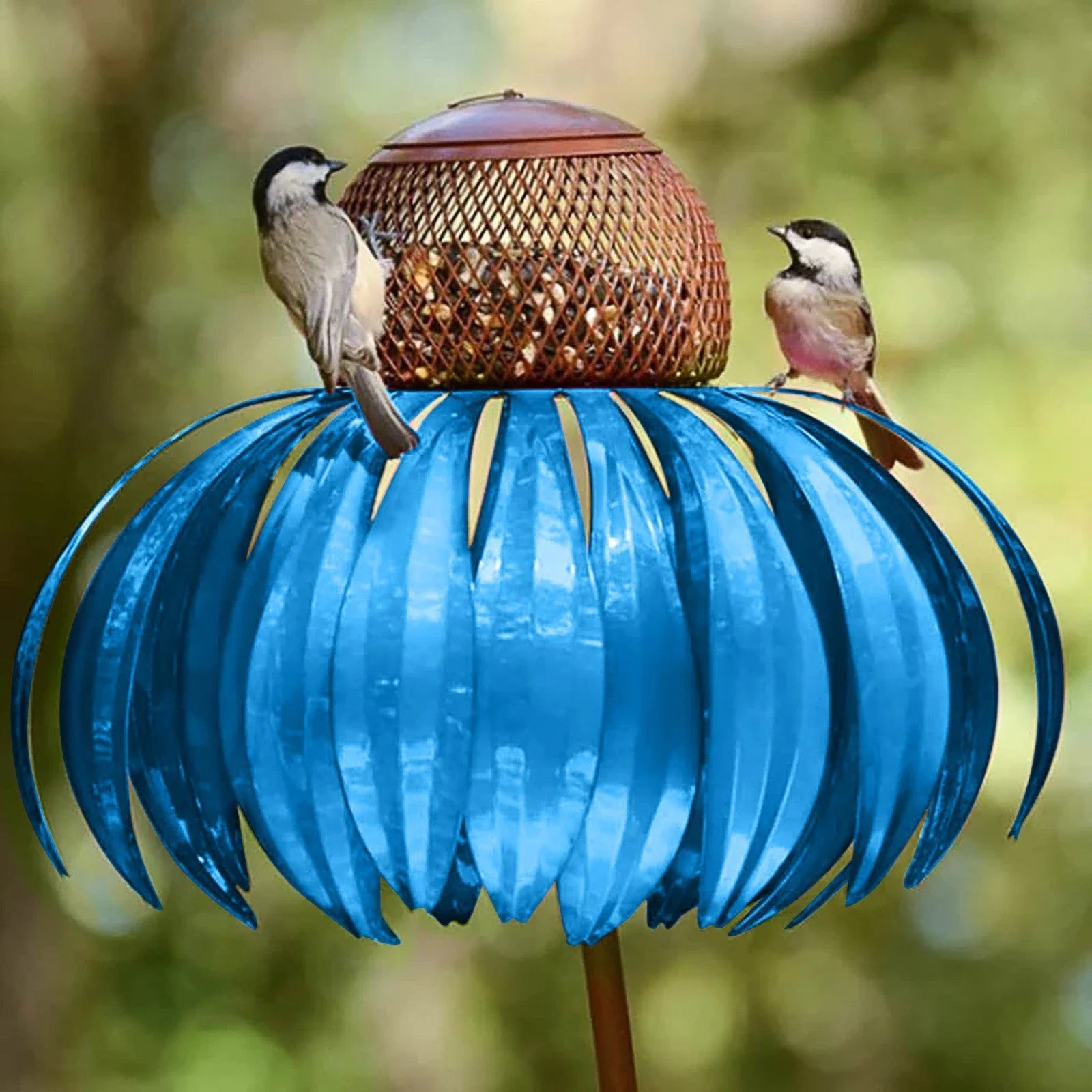 Petal-shaped bird feeder in various colours, designed to attract and delight birds in the garden