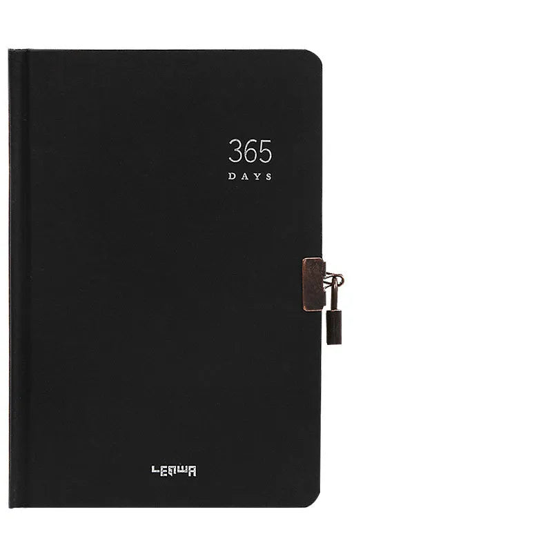 A5 hardcover locked diary notebook with 365 pages in beige camel colour
