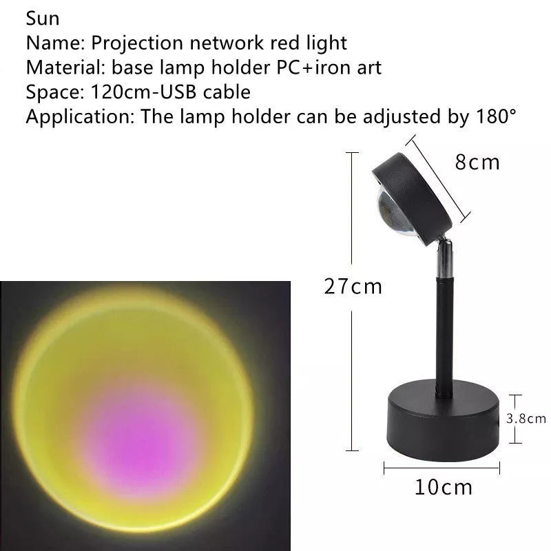WiFi LED Sunset Projector Light with 16 colour options and 360° rotation