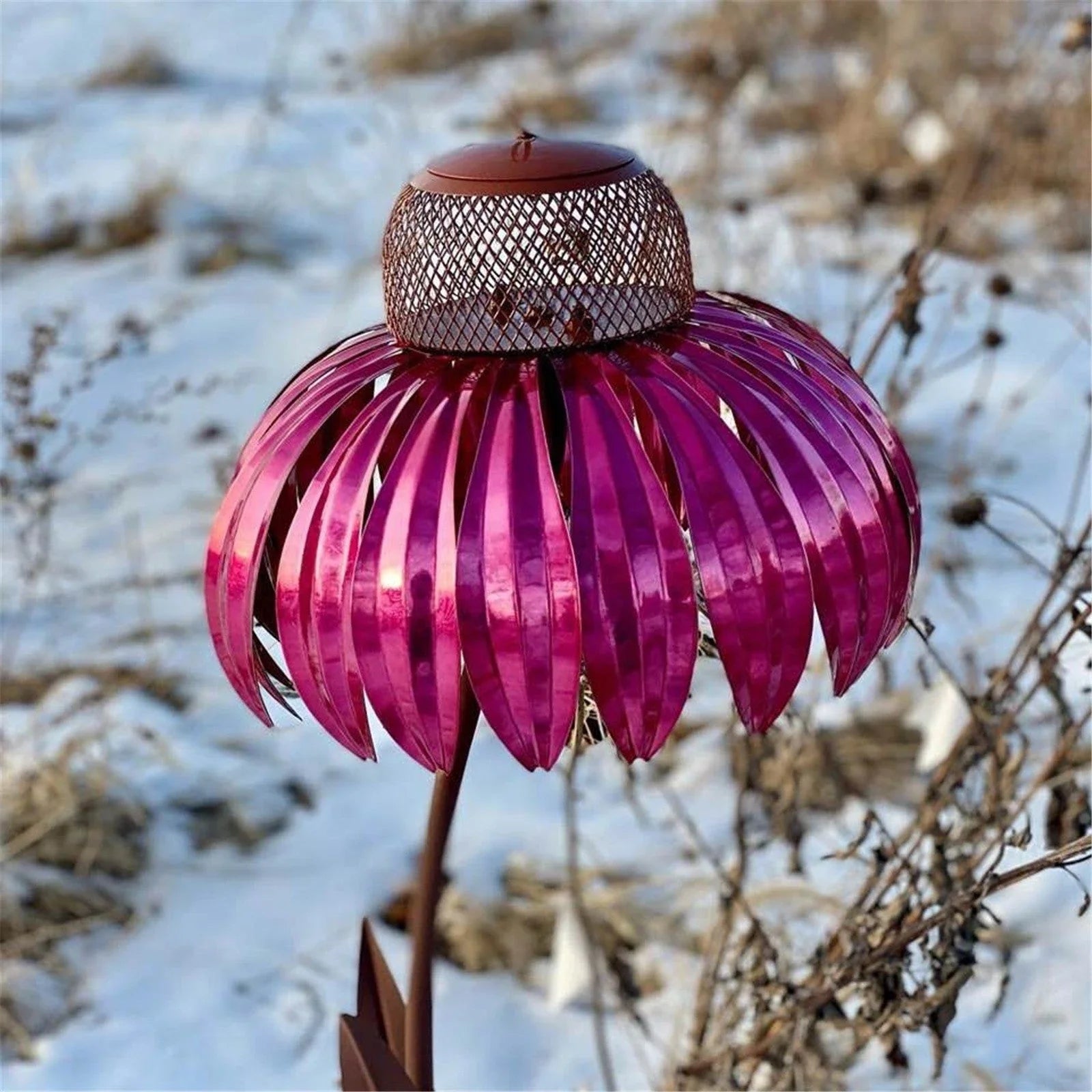 Petal-shaped bird feeder in various colours, designed to attract and delight birds in the garden