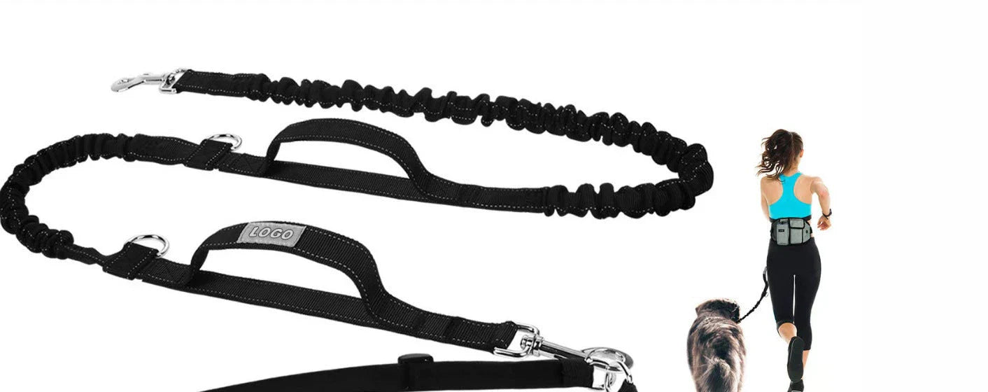 Hands-Free Dog Walking Waist Bag with Adjustable Belt, Drawstring Closure, and Mesh Pockets for Outdoor Adventures