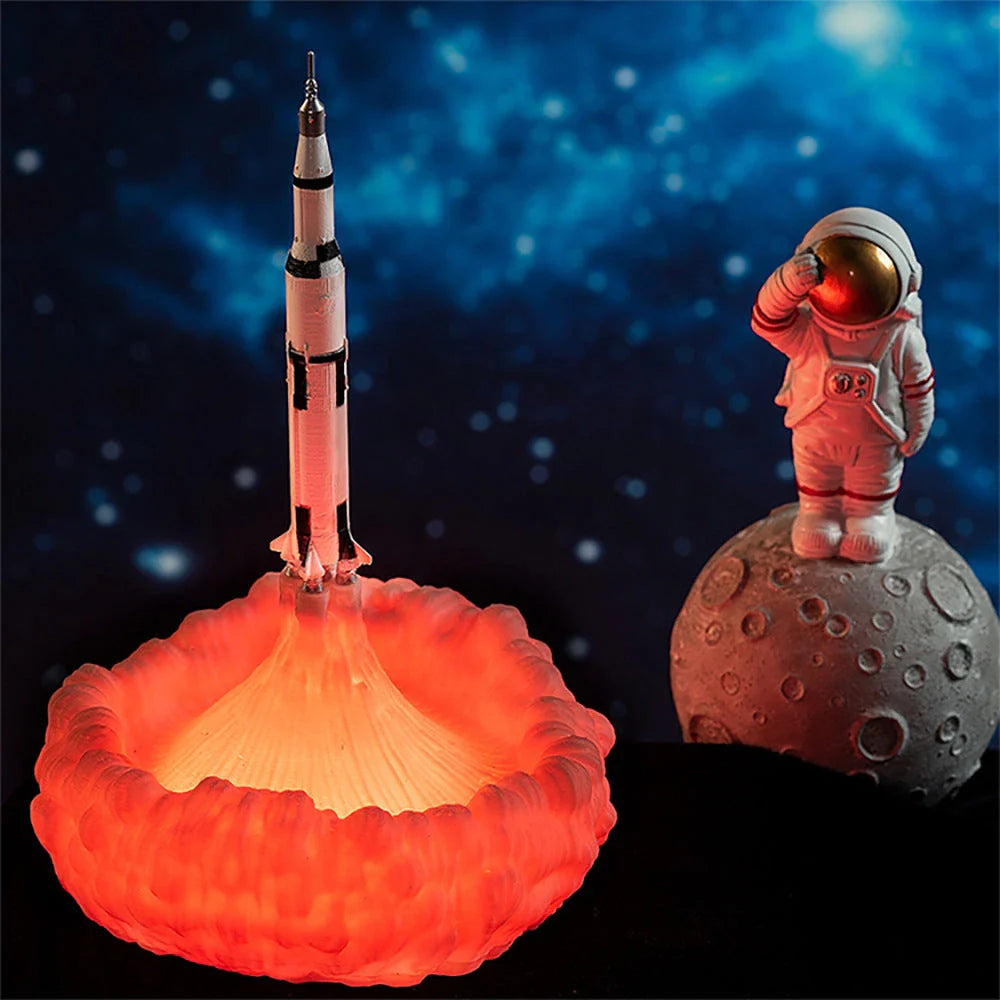 Captivating 3D-printed rocket night light with realistic silhouette and mesmerising LED glow
