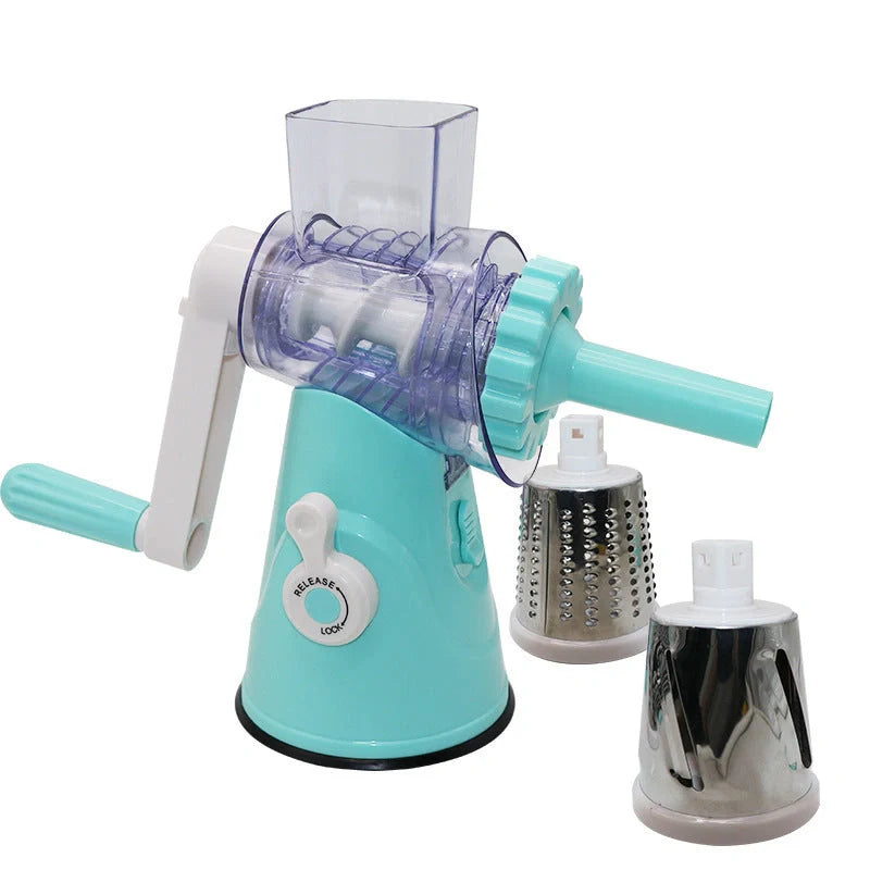 4 in 1 manual vegetable cutter slicer with stainless steel blades on kitchen counter