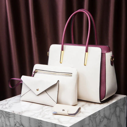 Premium European-style women's large handbag in various colours with interior pockets and zipper closure