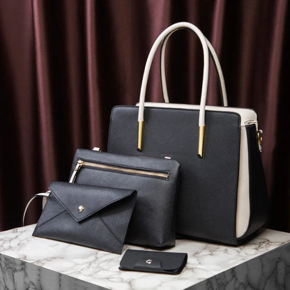 Premium European-style women's large handbag in various colours with interior pockets and zipper closure