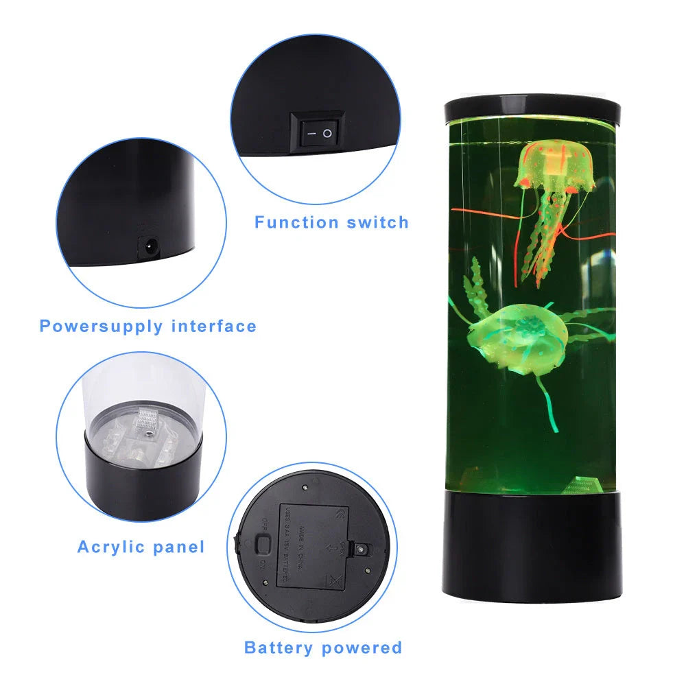 Enchanting Jellyfish Lamp with lifelike jellyfish swimming in a colour-changing LED aquarium display