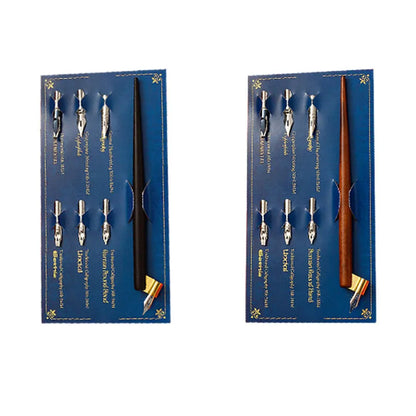 Calligraphy dip pen with wood resin body and six stainless steel nibs for comic art