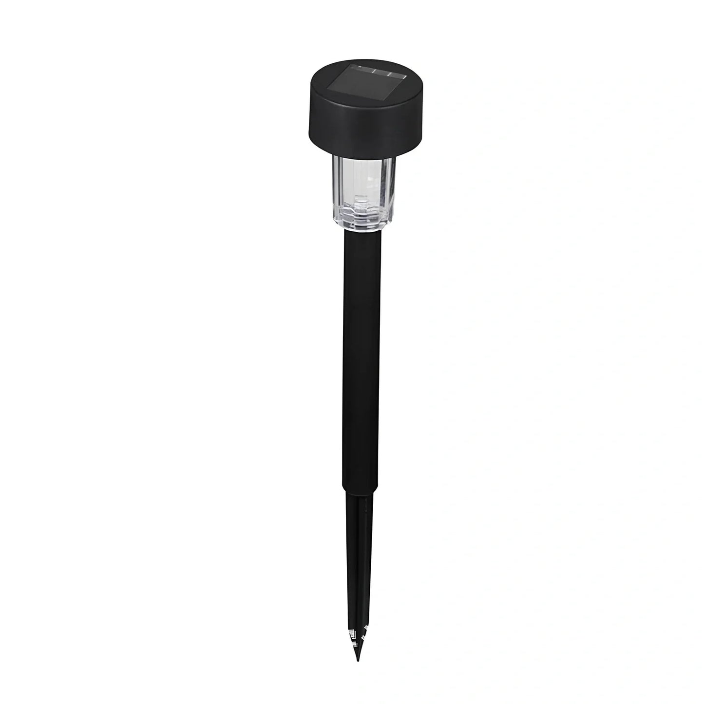 Solar lawn light with LED illumination in garden setting, measuring 55mm by 55mm by 350mm