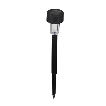 Solar lawn light with LED illumination in garden setting, measuring 55mm by 55mm by 350mm