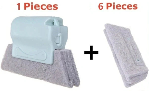 Creative Window Groove Cleaning Gap Brush Slot Cleaner with PP handle in beige, light grey, and blue