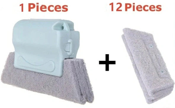 Creative Window Groove Cleaning Gap Brush Slot Cleaner with PP handle in beige, light grey, and blue