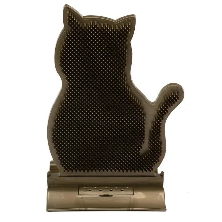 Cat self-grooming brush with catnip for shed hair removal
