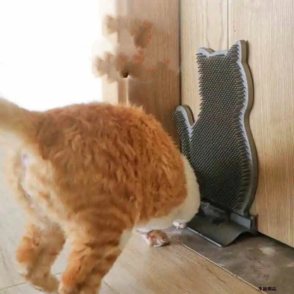 Cat self-grooming brush with catnip for shed hair removal