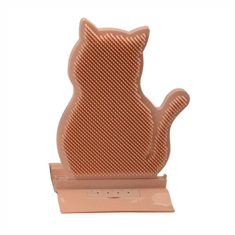 Cat self-grooming brush with catnip for shed hair removal
