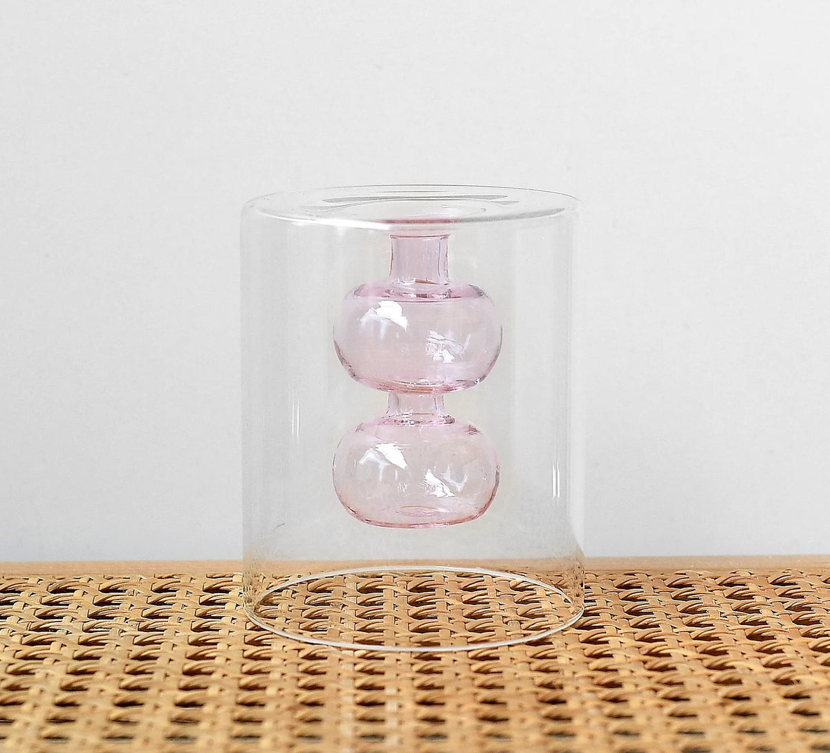 Retro stained glass gourd vase for hydroponic flowers, Nordic countertop glass vase in green pink yellow L M