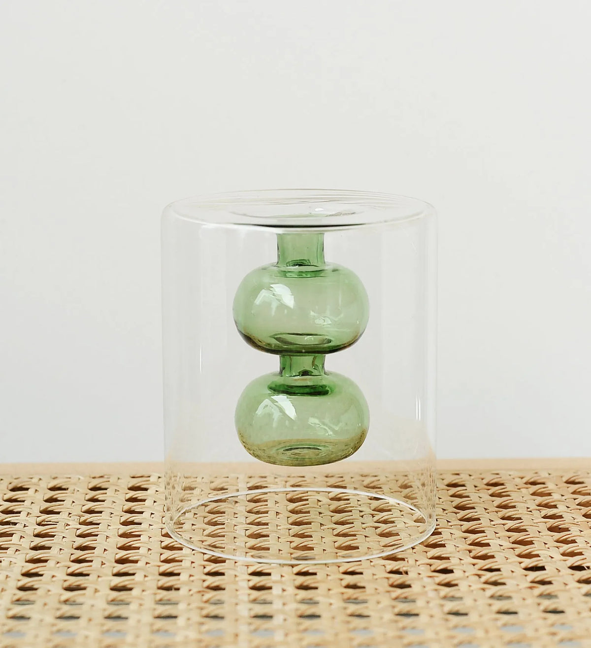 Retro stained glass gourd vase for hydroponic flowers, Nordic countertop glass vase in green pink yellow L M