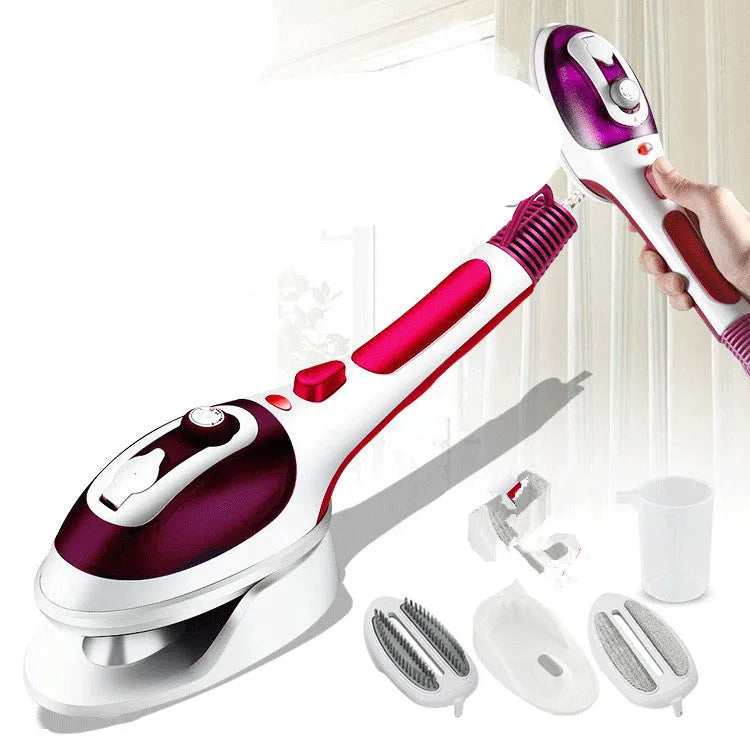 Handheld hanging ironing machine garment steamer in blue colour with mechanical controls and water tank