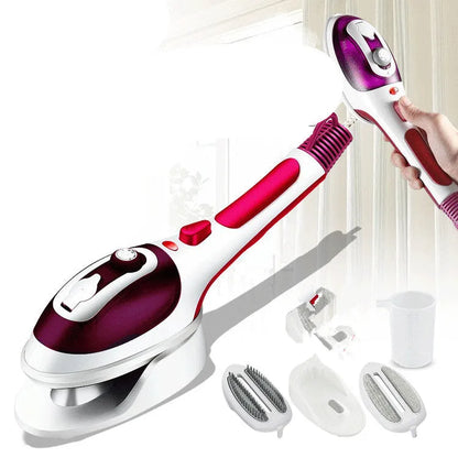 Handheld hanging ironing machine garment steamer in blue colour with mechanical controls and water tank