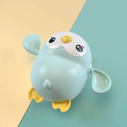 Colourful wind-up penguin bath toys that float, swim, and waddle across the tub, providing endless entertainment for children during bath time