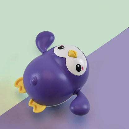 Colourful wind-up penguin bath toys that float, swim, and waddle across the tub, providing endless entertainment for children during bath time