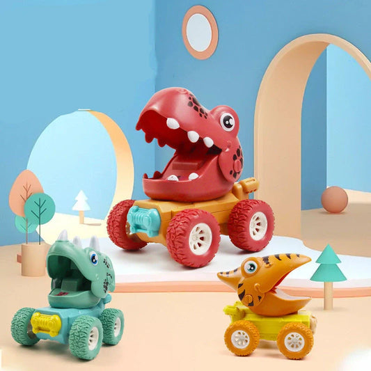Dinosaur Push Car Sliding Animal Toy Car in various designs including dinosaurs, owls, and snails