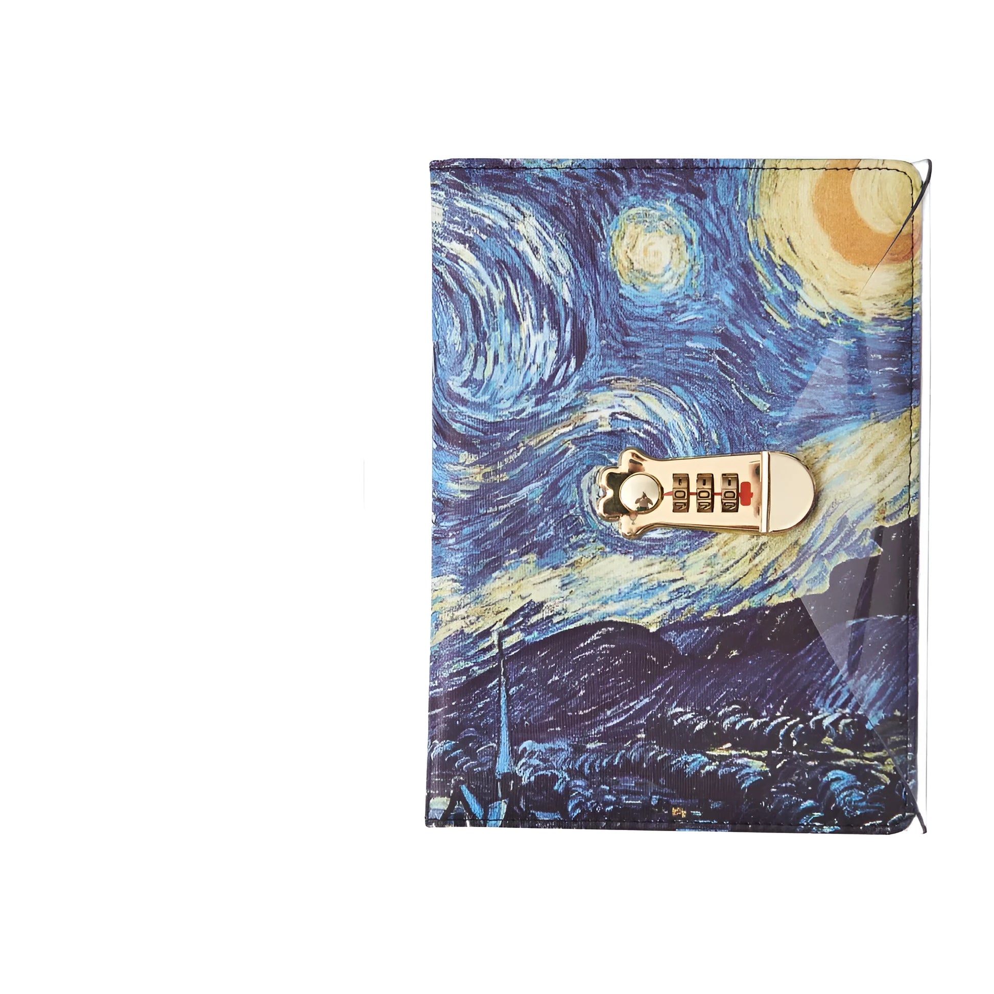 A5 lockable diary notebook with imitation leather cover in various colours, showing key and wire binding.