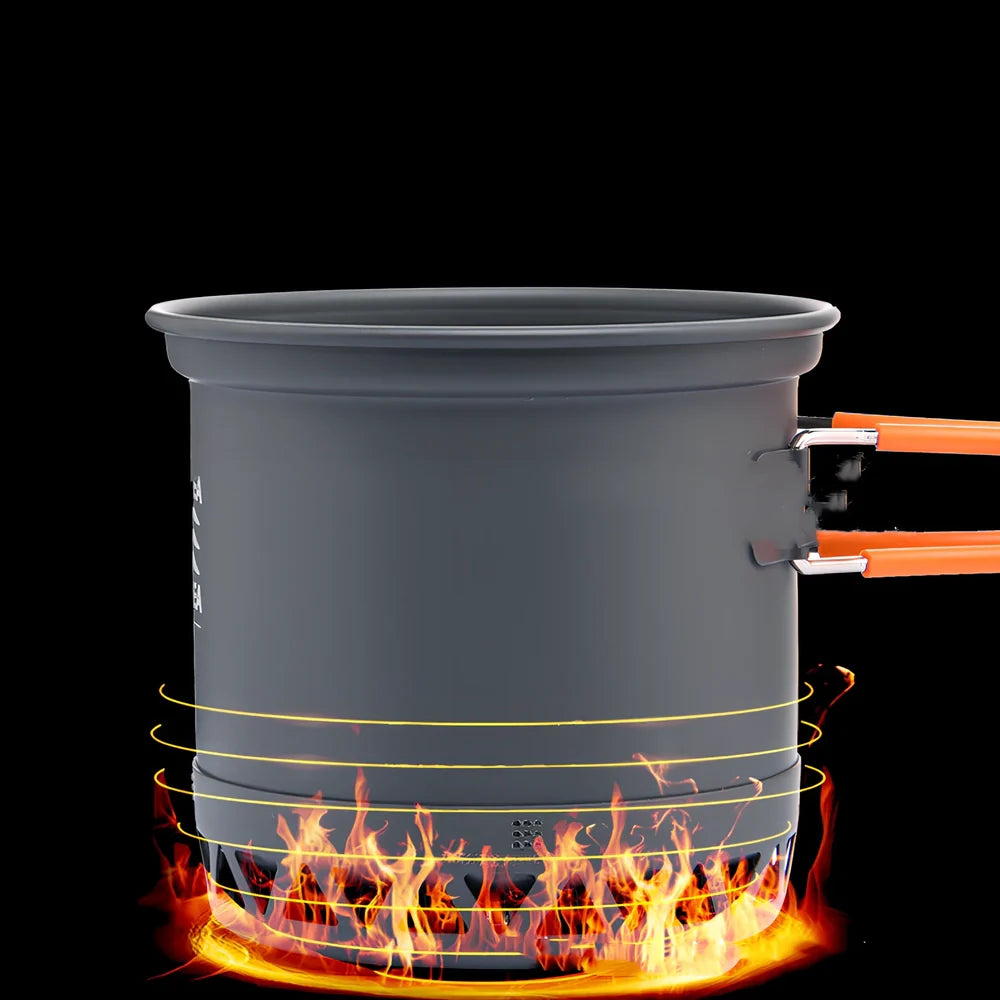 Widesea metallic gray aluminium alloy camping cookware set with two 11cm nested pots and storage bag