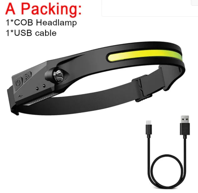 Black silicone induction running and fishing light with touch switch and silicone strap