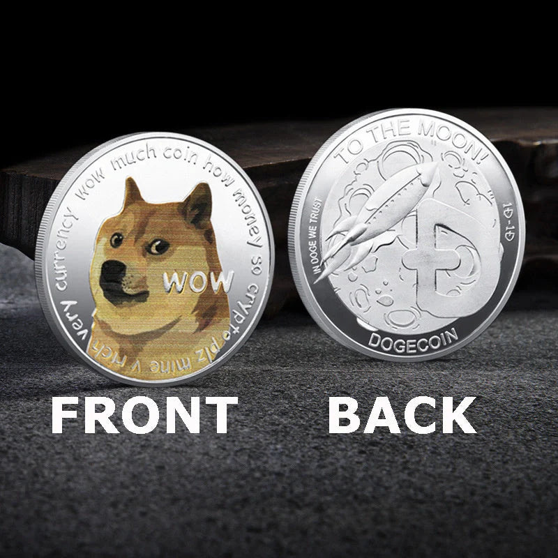 Gold Plated Dogecoin Commemorative Coin featuring a cute dog pattern, perfect for collectors and crypto enthusiasts.