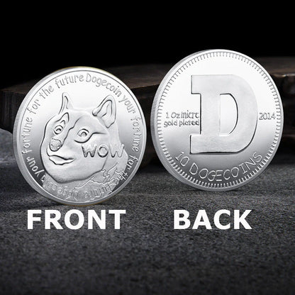 Gold Plated Dogecoin Commemorative Coin featuring a cute dog pattern, perfect for collectors and crypto enthusiasts.