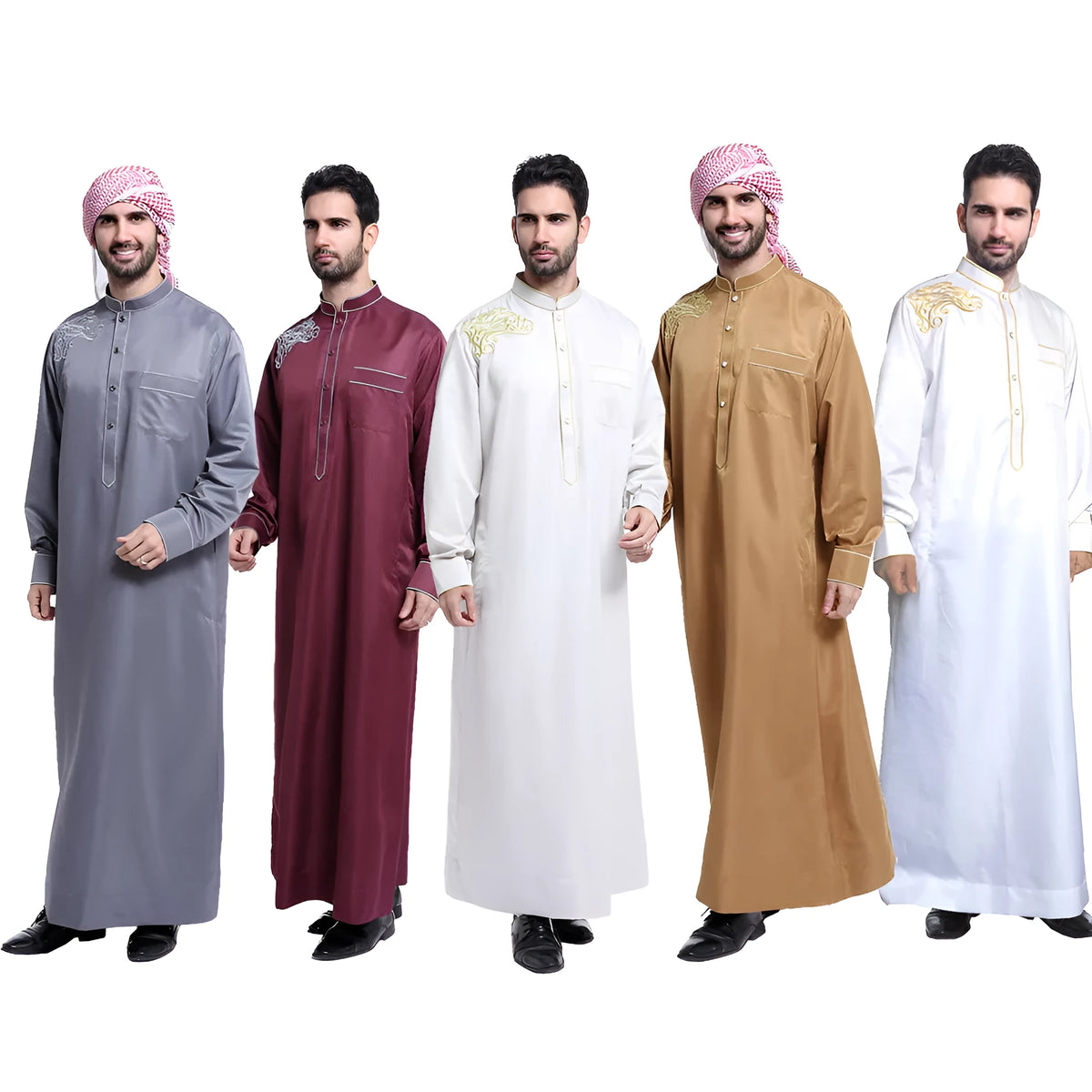 Men's Middle Eastern Arab robe in cotton-blend fabric, available in five colours and sizes S to XXXL