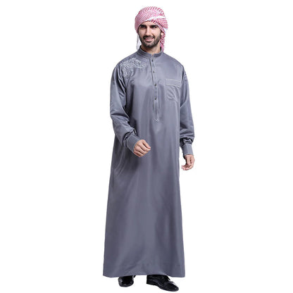 Men's Middle Eastern Arab robe in cotton-blend fabric, available in five colours and sizes S to XXXL