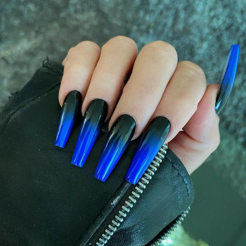 Set of 24 fake nails with nail art tool, showing colours A1 to A46, dimensions 13.5x6.8x1.2 cm