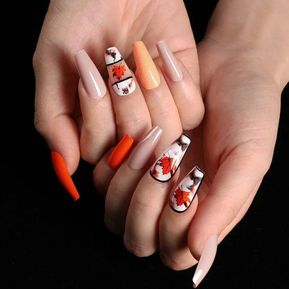 Set of 24 fake nails with nail art tool, showing colours A1 to A46, dimensions 13.5x6.8x1.2 cm