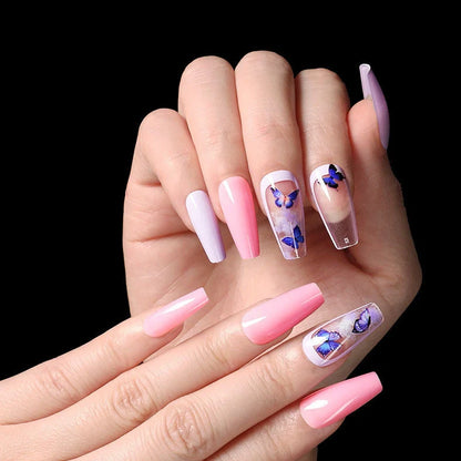 Set of 24 fake nails with nail art tool, showing colours A1 to A46, dimensions 13.5x6.8x1.2 cm