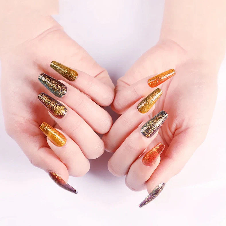 Set of 24 fake nails with nail art tool, showing colours A1 to A46, dimensions 13.5x6.8x1.2 cm